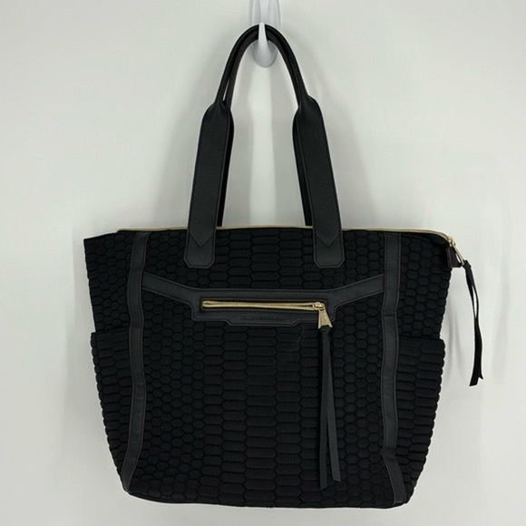 Aimee Kestenberg Sicily Large Quilted Tote Bag Black with Gold Hardware - Picture 1 of 16